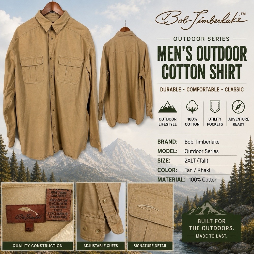 Vintage Men's 2XLT Outdoor Button Up Range Safari Hiking Combat Shooting Shirt